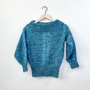 Anthropologie off the shoulder knit sweater Sleeping on Snow in Blue in Size XS